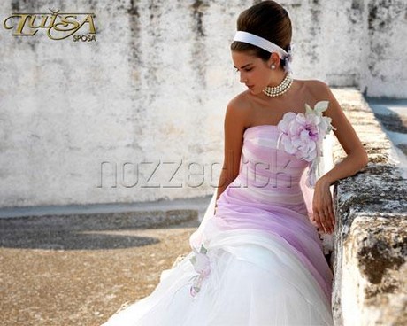 Abito sposa bianco e rosa