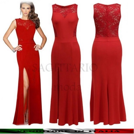 Vestito lungo elegante rosso