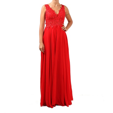 Vestito lungo rosso pizzo