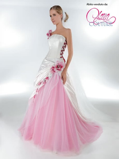 Abito da sposa bianco e fucsia