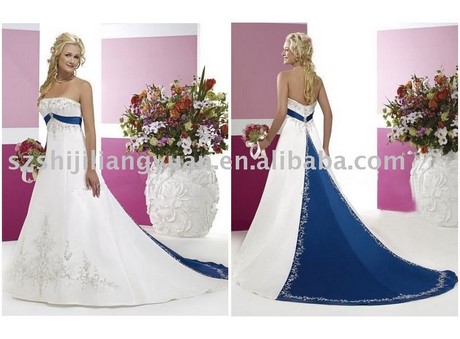 Abito da sposa blu e bianco