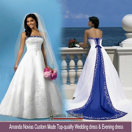 Abito da sposa blu e bianco