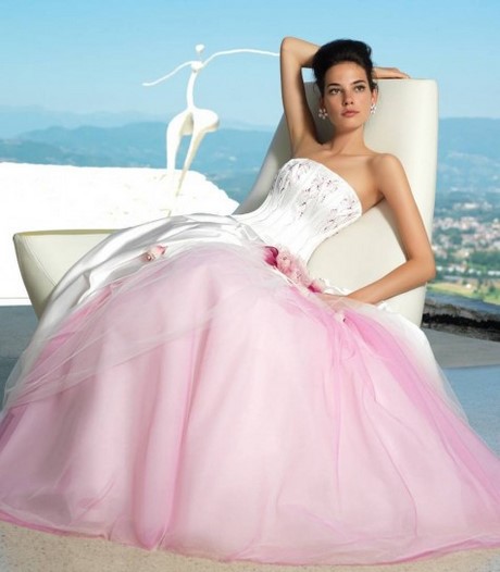 Abito sposa bianco e rosa