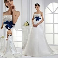 Vestito da sposa blu e bianco