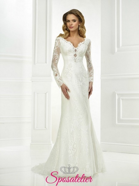 Abito sposa pizzo maniche lunghe