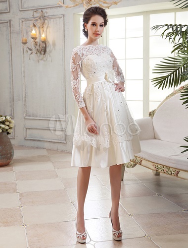 Abito sposa pizzo corto