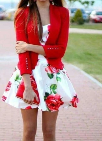Vestito bianco a fiori rossi