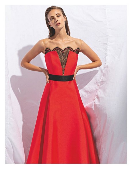 Vestito lungo pizzo rosso